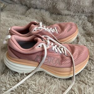 Hoka One One Women's Pink and White Athletic Shoes